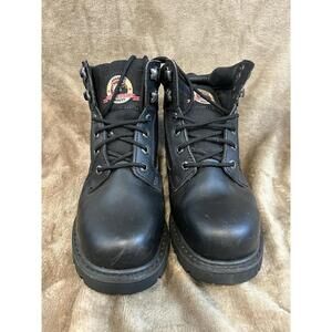 Brahma Mens Gus 2518887 Black Leather Steel Toe Work Safety Boots Size 7W